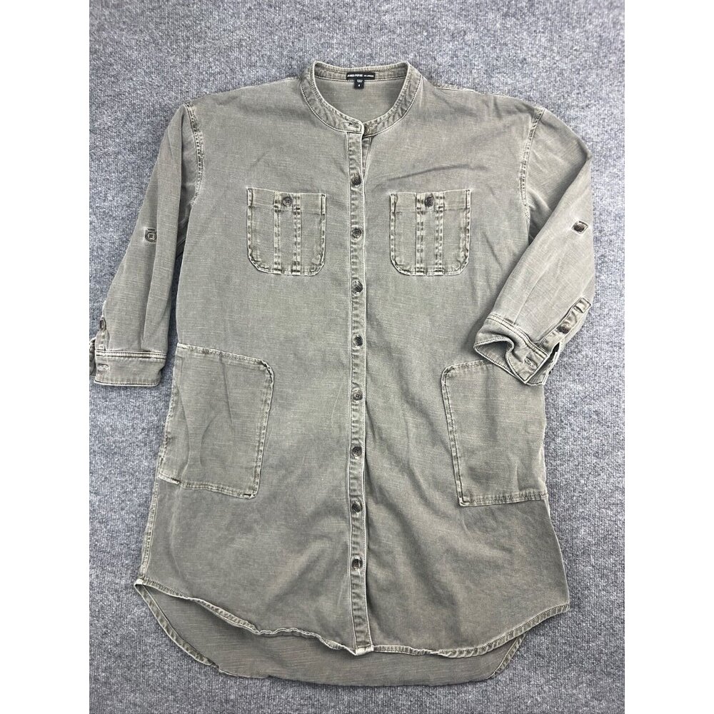 Casual Gray Button-Up Dress